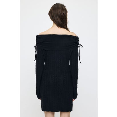 KNIT OFF SHOULDER MINI ドレス BLK｜詳細画像