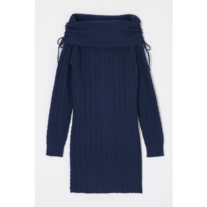 KNIT OFF SHOULDER MINI ドレス NVY｜詳細画像