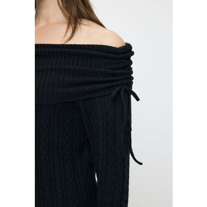 KNIT OFF SHOULDER MINI ドレス NVY｜詳細画像