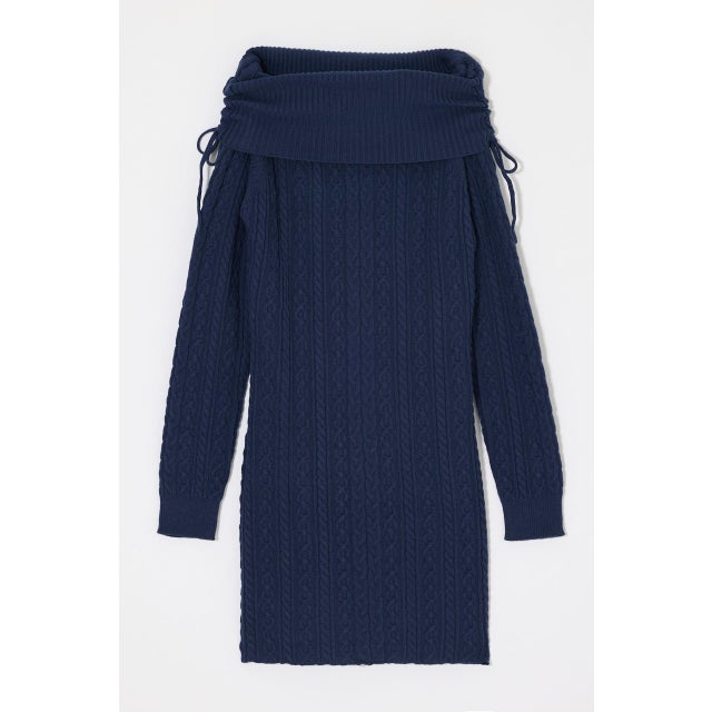 KNIT OFF SHOULDER MINI ドレス NVY