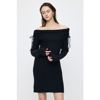 KNIT OFF SHOULDER MINI ドレス BRN｜詳細画像