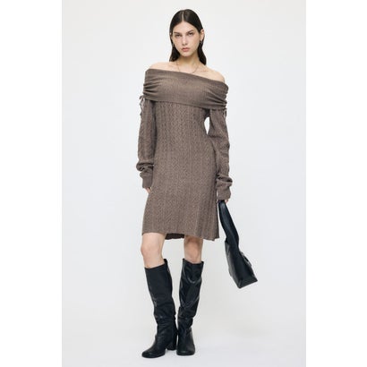 KNIT OFF SHOULDER MINI ドレス BRN｜詳細画像