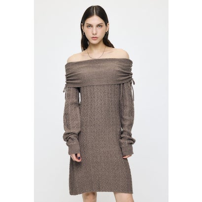 KNIT OFF SHOULDER MINI ドレス BRN｜詳細画像