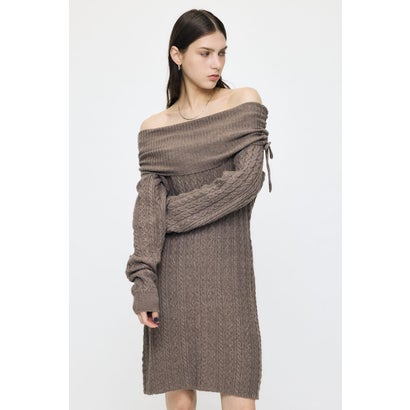 KNIT OFF SHOULDER MINI ドレス BRN｜詳細画像