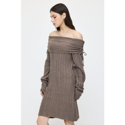 KNIT OFF SHOULDER MINI ドレス BRN｜詳細画像