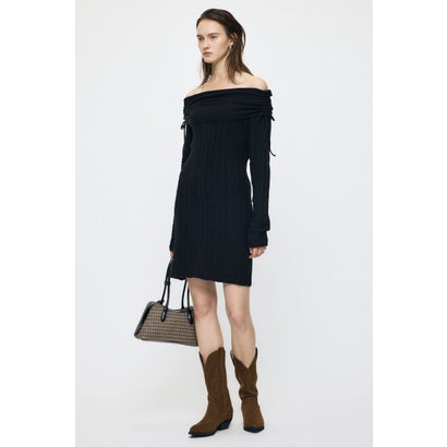 KNIT OFF SHOULDER MINI ドレス BRN｜詳細画像
