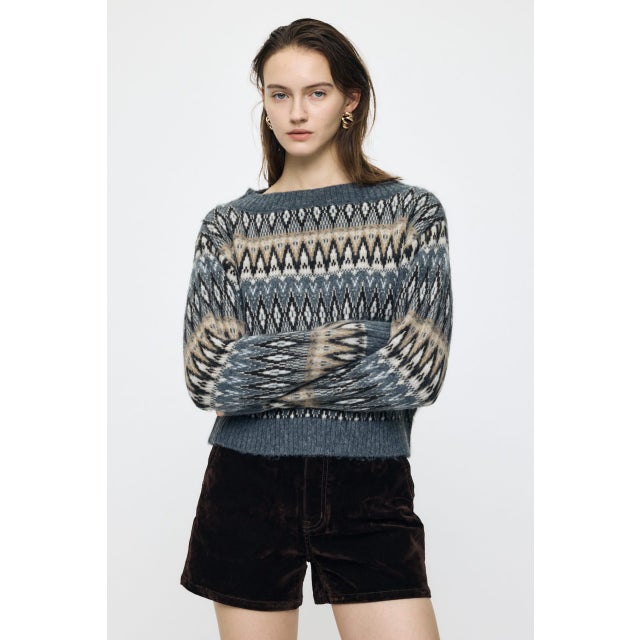 FAIR ISLE セーター GRY