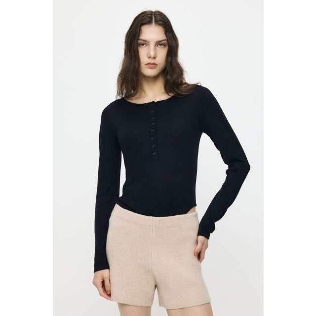 ES HENRY NECK KNIT ボディースーツ BLK