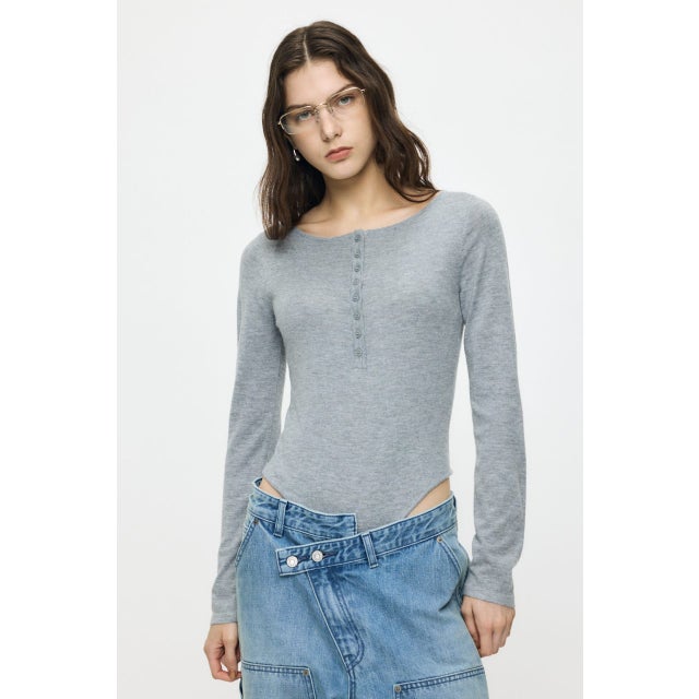 ES HENRY NECK KNIT ボディースーツ T.GRY