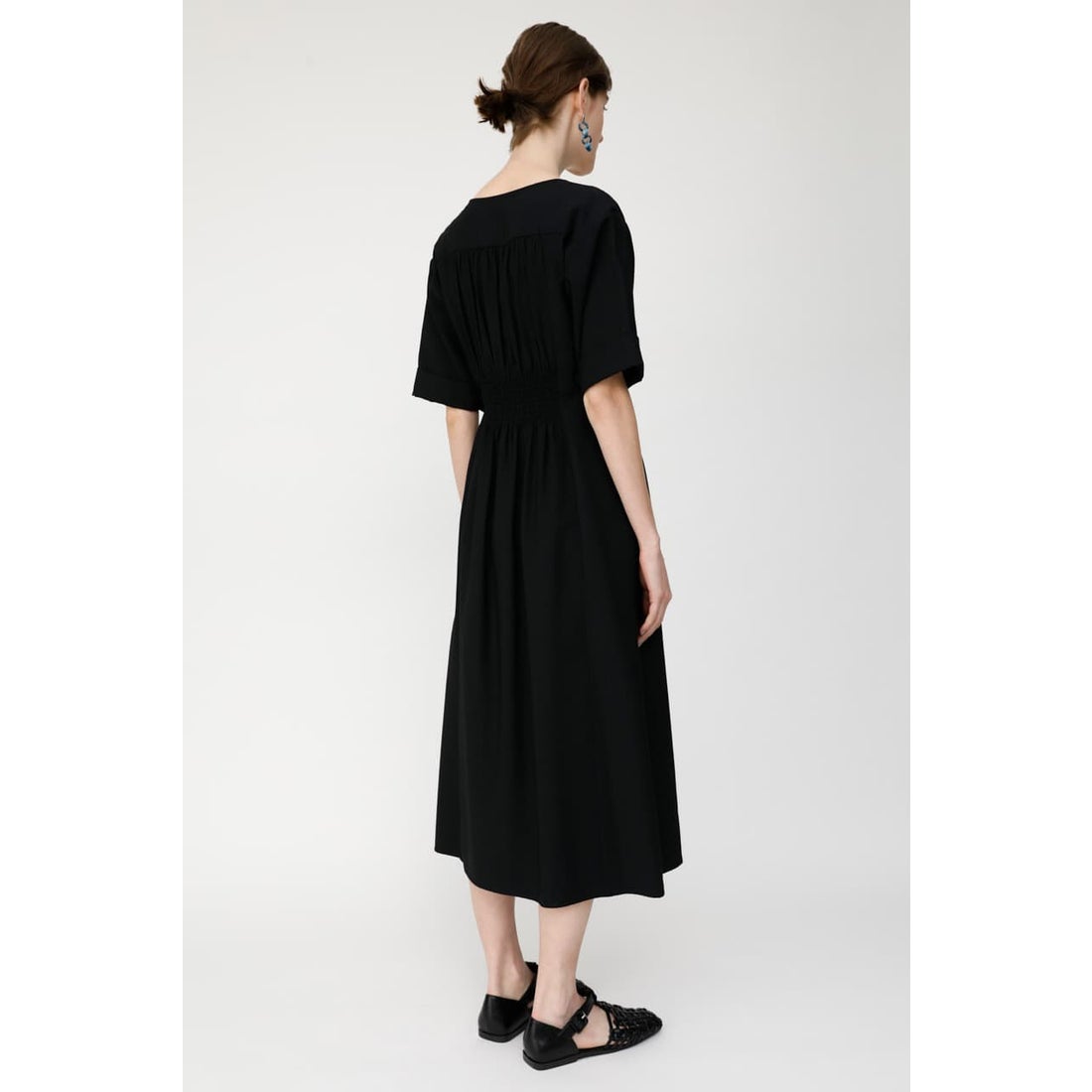 MOUSSY マウジー moussy TUCK WAIST H/S SHIRT DRESS （ブラック） -靴 