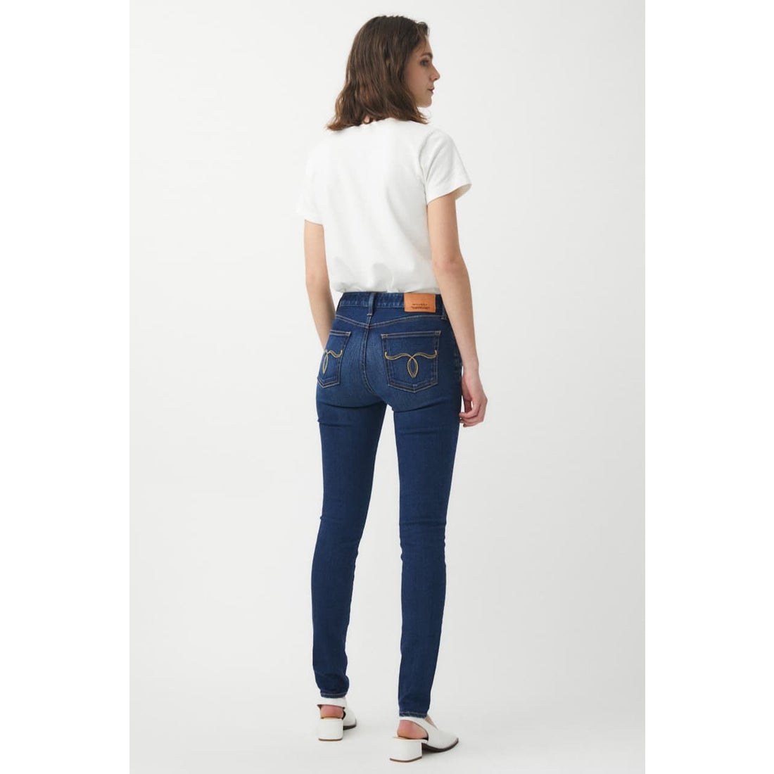 MOUSSY WF Rebirth embroidery SKINNY D/BLU3 -ファッション通販 