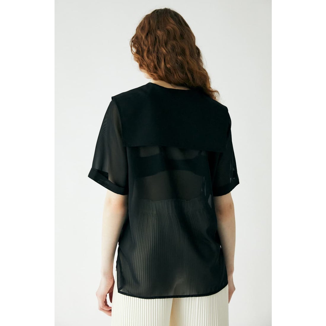MOUSSY SAILOR COLLAR SHEER シャツ BLK -ファッション通販 FASHION WALKER