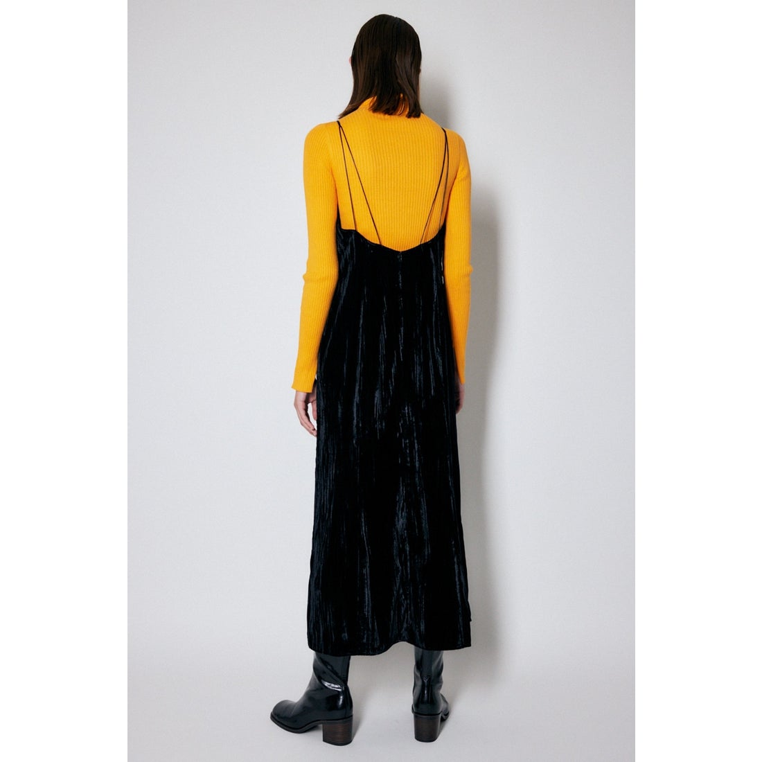 MOUSSY PLEATED VELOUR SLIP ドレス BLK -靴＆ファッション通販 