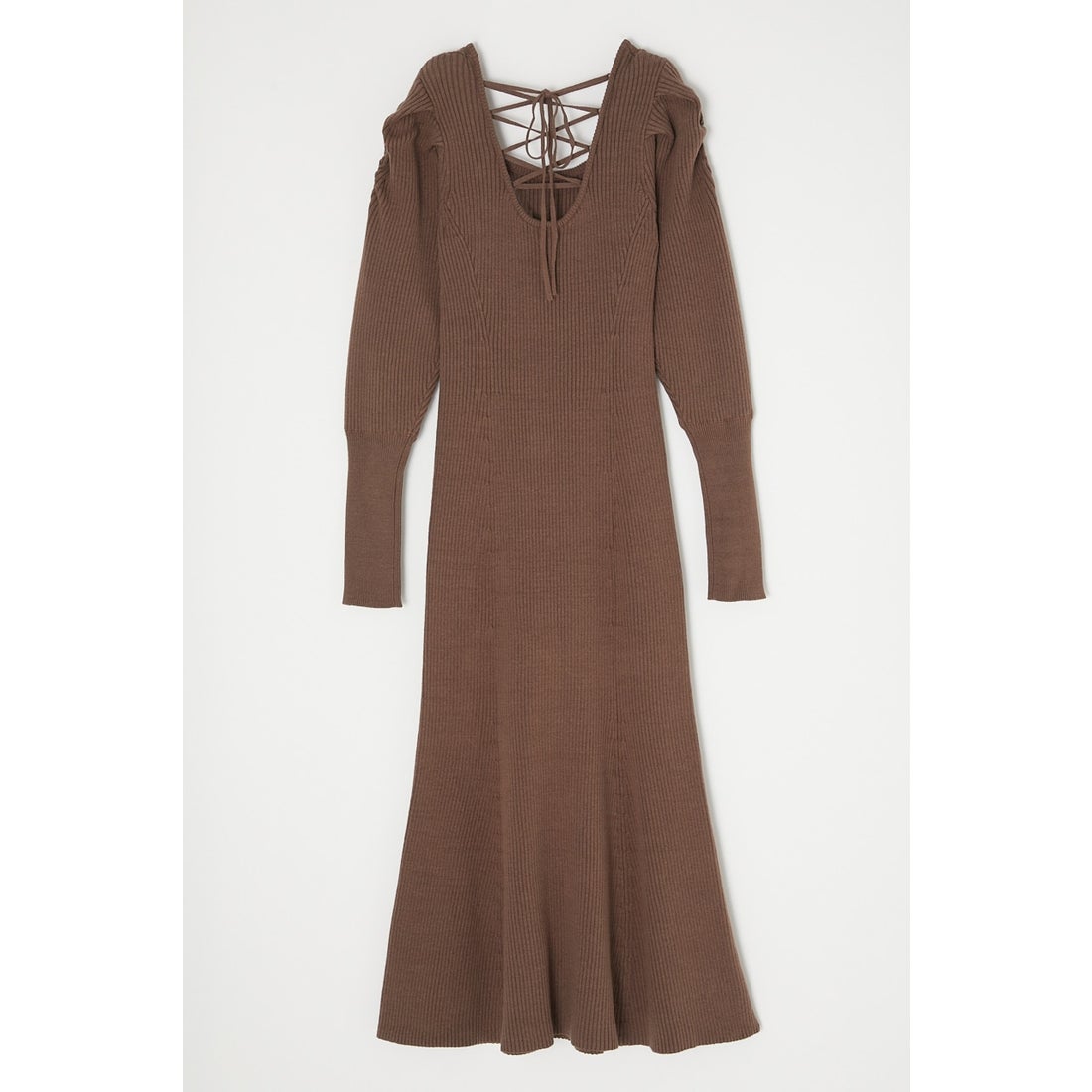 MOUSSY BACK LACE UP KNIT ドレス BRN -ファッション通販 FASHION WALKER