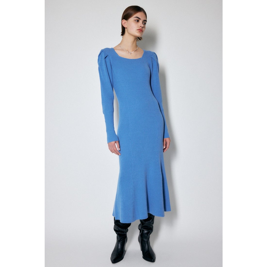 MOUSSY BACK LACE UP KNIT ドレス L/BLU1 -ファッション通販 FASHION 