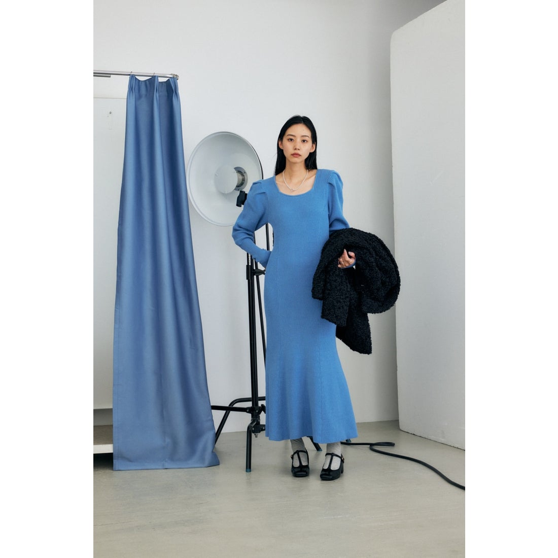 MOUSSY BACK LACE UP KNIT ドレス L/BLU1 -ファッション通販 FASHION 