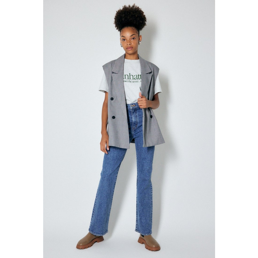 MOUSSY GLENCHECK TAILORED ベスト 柄GRY5 -ファッション通販 FASHION 