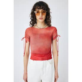 OMBRE SHEER SHRRING トップス RED