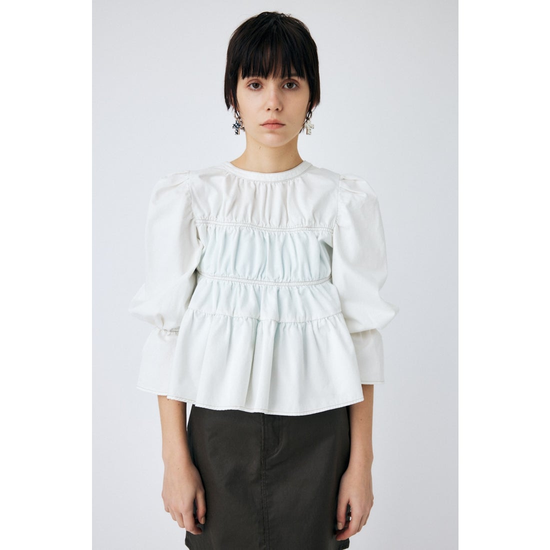 MOUSSY | SHIRRING LACE トップス (Tシャツ・カットソー(長袖) ) |SHEL 