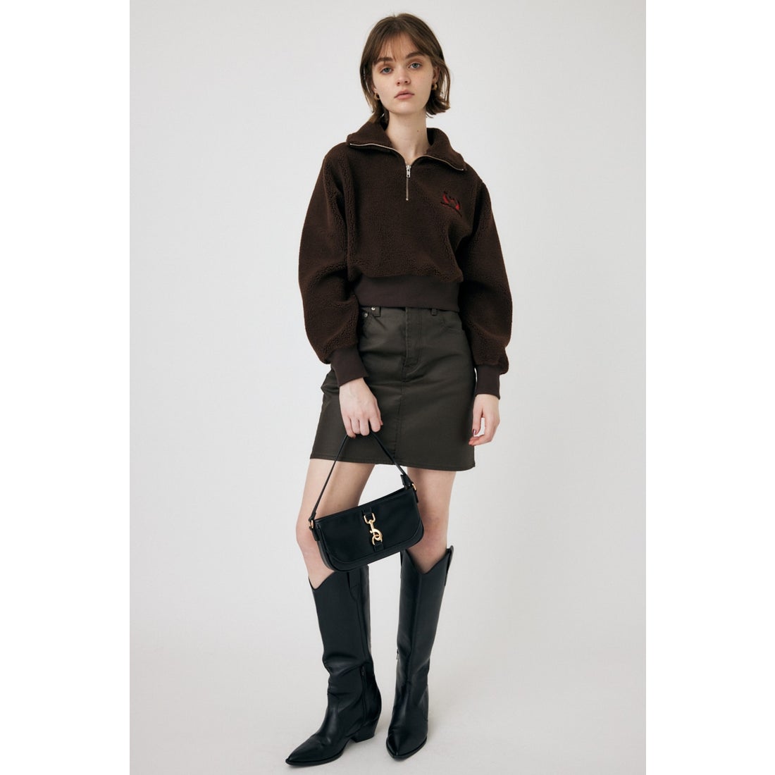 MOUSSY BOA HALF ZIPプルオーバー BRN -ファッション通販 FASHION WALKER