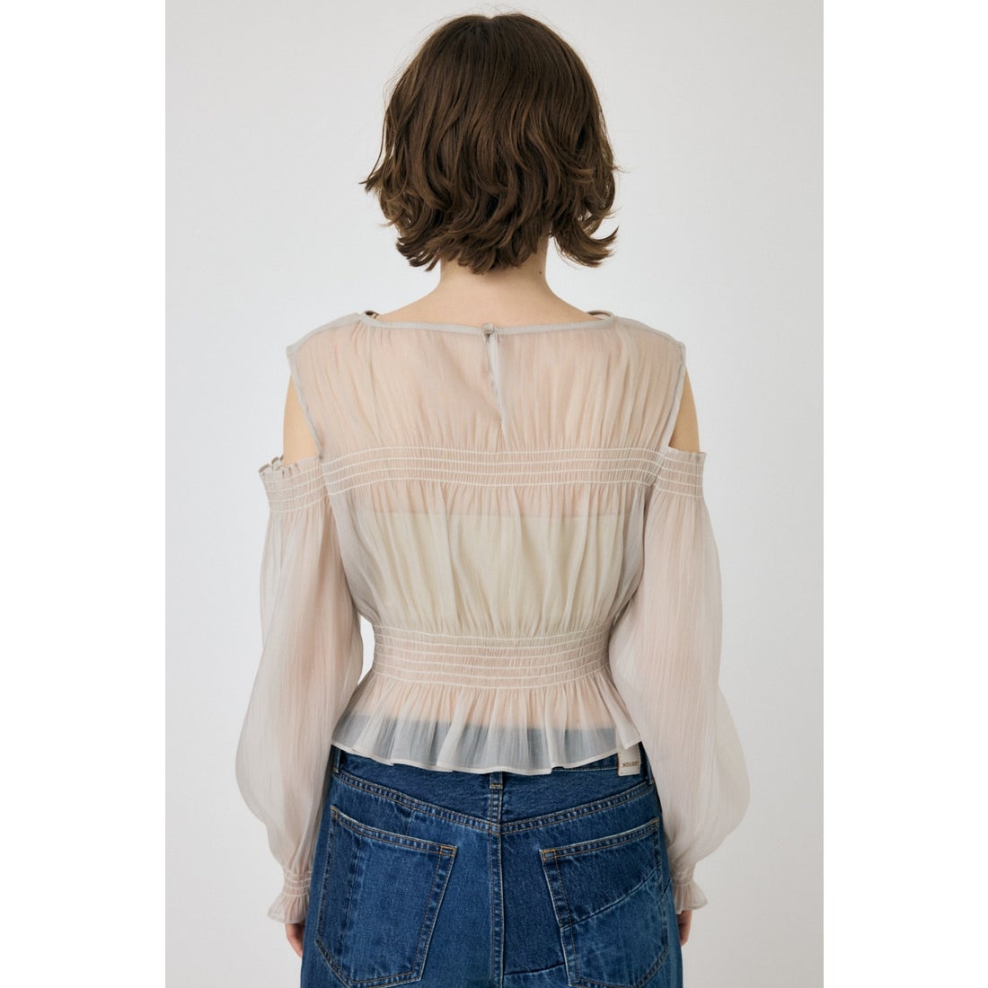 MOUSSY SHEER GATHER ブラウス L/GRY1 -靴＆ファッション通販 ロコンド 