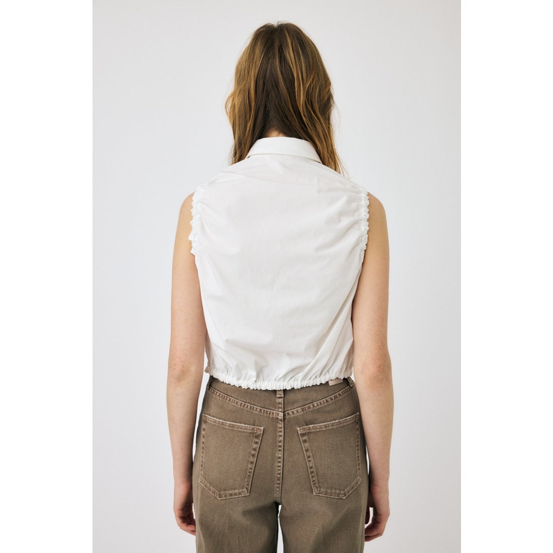 MOUSSY GATHER SLEEVELESS シャツ WHT -ファッション通販 FASHION WALKER