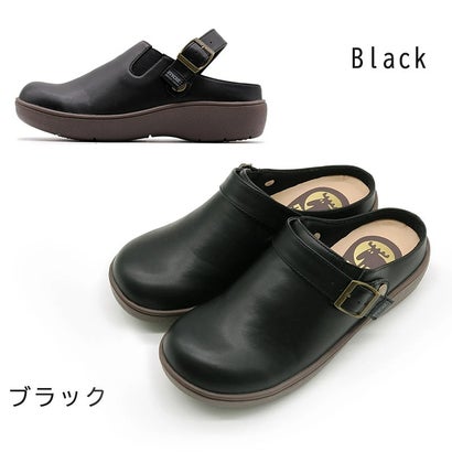 モズ moz 楽ちん レザー調サボ （ブラック）｜詳細画像