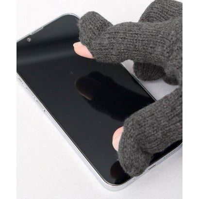 ニット手袋 指先が出せる スマホ操作対応 裏ボア 防寒 保温 アクリル100％ 5本指 二重リブ ダイレクトタッチ仕様 手洗い可能 ウォッシャブル レディース 秋冬対応 （オフ）｜詳細画像