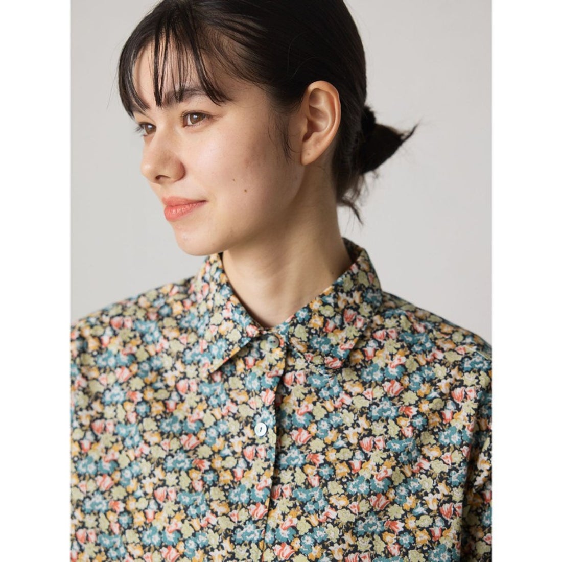 ミディウミ MidiUmi MidiUmi リバティプリントシャツ （ブルー(color31