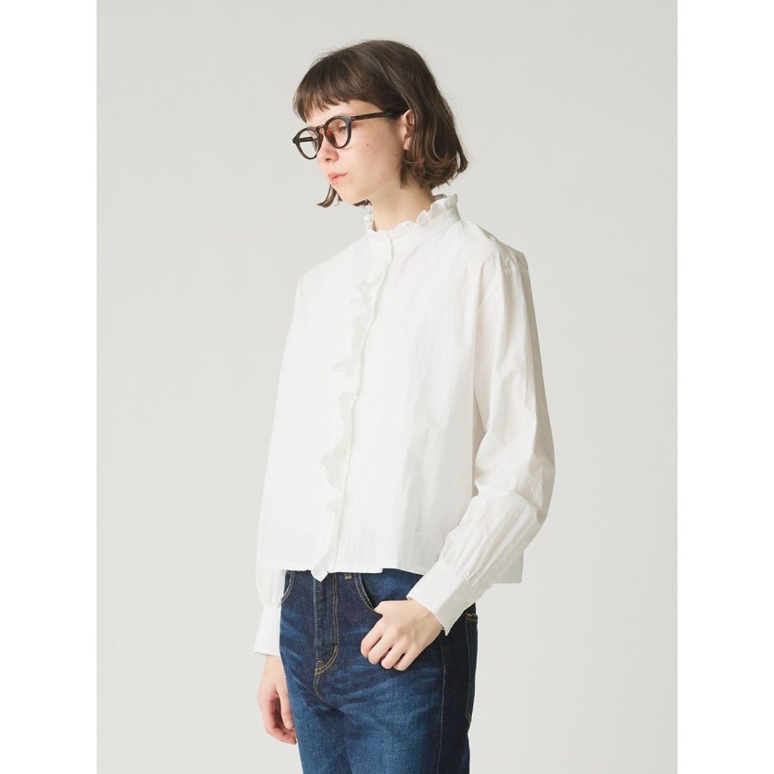 ミディウミ MidiUmi MidiUmi フリルショートシャツ （ブルー(color31 