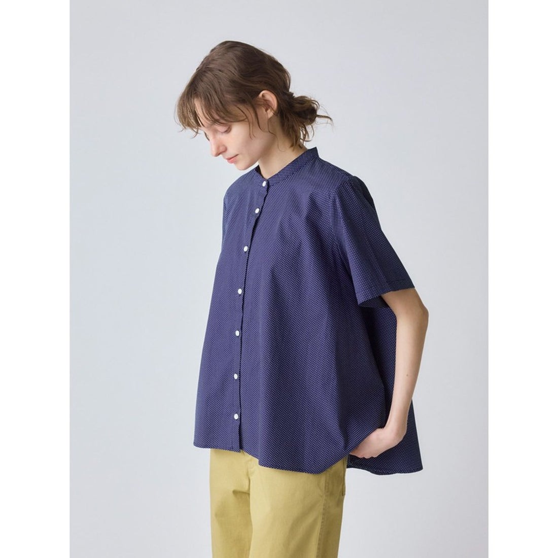 ミディウミ MidiUmi MidiUmi ハーフスリーブドットAラインシャツ 
