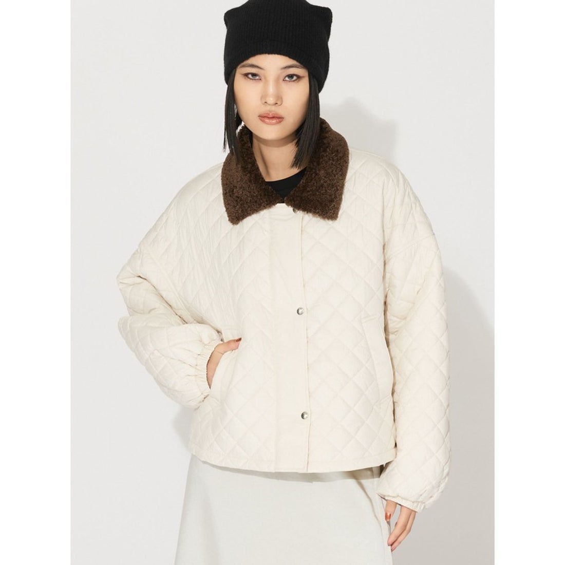 ミディウミソリッド MIDIUMISOLID MIDIUMISOLID for Ladies ボア衿 