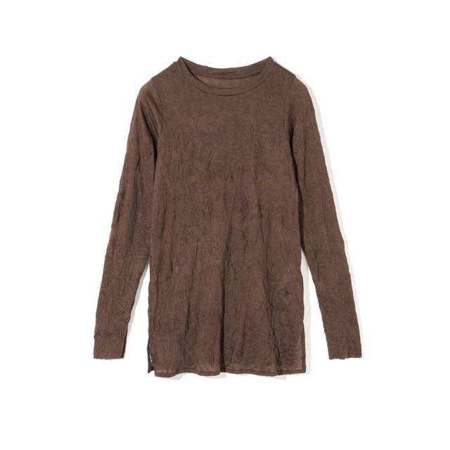 for Ladies ワッシャーシアークルーネックインナー （ブラウン(color44)）