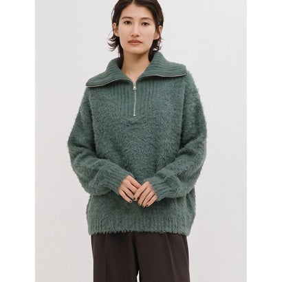 ミディウミソリッド MIDIUMISOLID MIDIUMISOLID for Ladies クラウドループジップニット （ダークグリーン(color22)）｜詳細画像