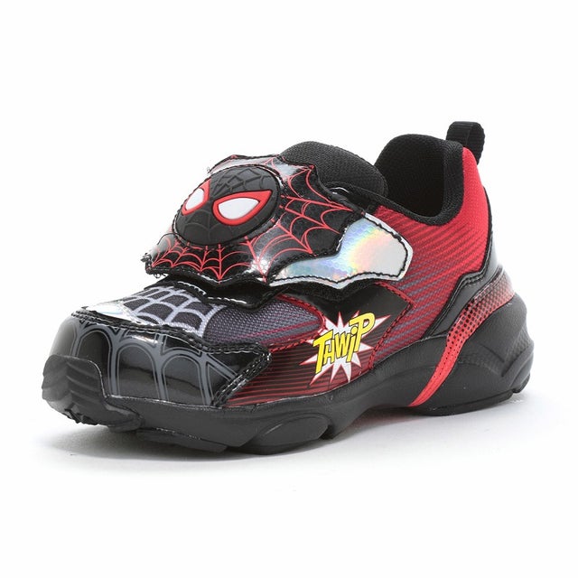 スニーカー キッズ 子供靴 マーベル MV 027LE moonstar MARVEL 光る靴 スパイダーマン （ブラック）