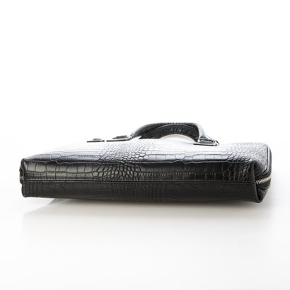 モードフルーレ MODE FOURRURE イタリアンカーフクロコ型押ビジネスバッグ （ブラック）｜詳細画像