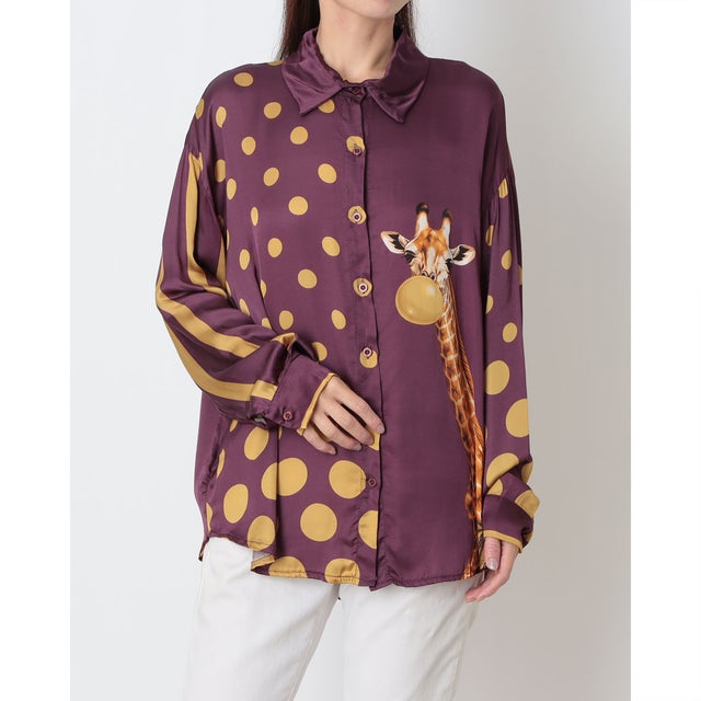 イタリア製キリン柄シャツ （パープル）