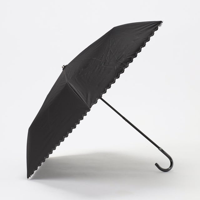 
                    〔モノコムサ〕 【晴雨兼用】レース調 折りたたみ傘 （ブラック）