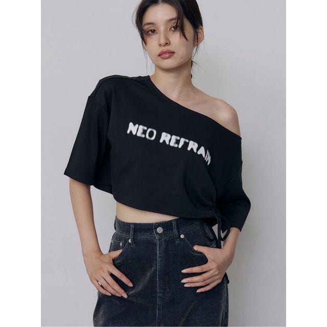 ワンショルロゴワイドTシャツ （ブラック）