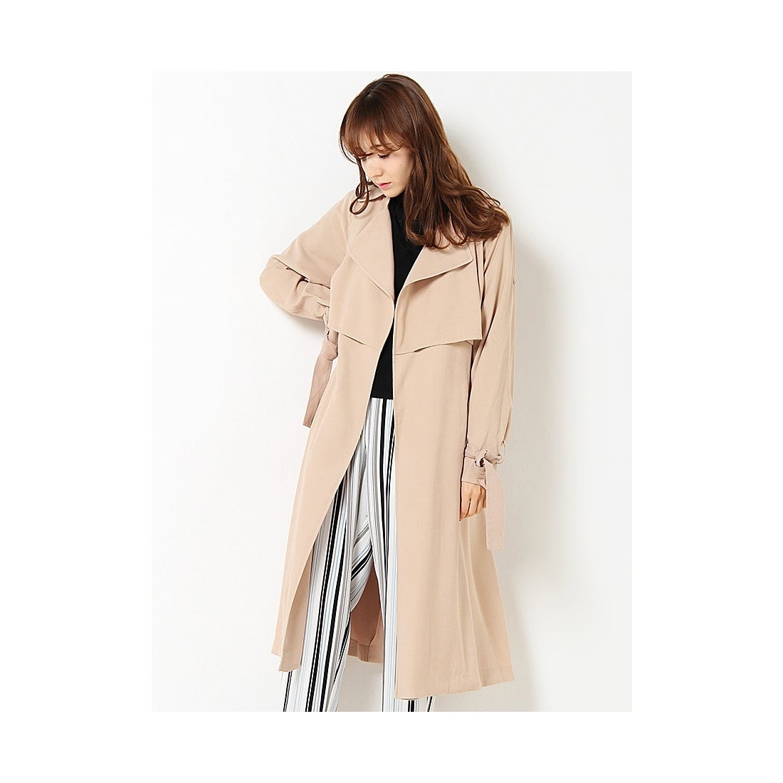 MURUA ロングフラップトレンチコート ベージュ -ファッション通販