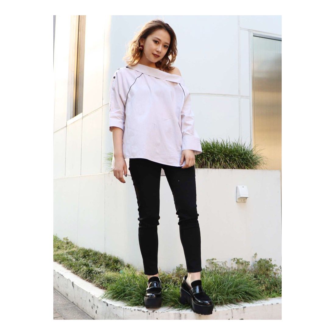 MURUA ボタンオフショルシャツ（ホワイト） -ファッション通販 FASHION 