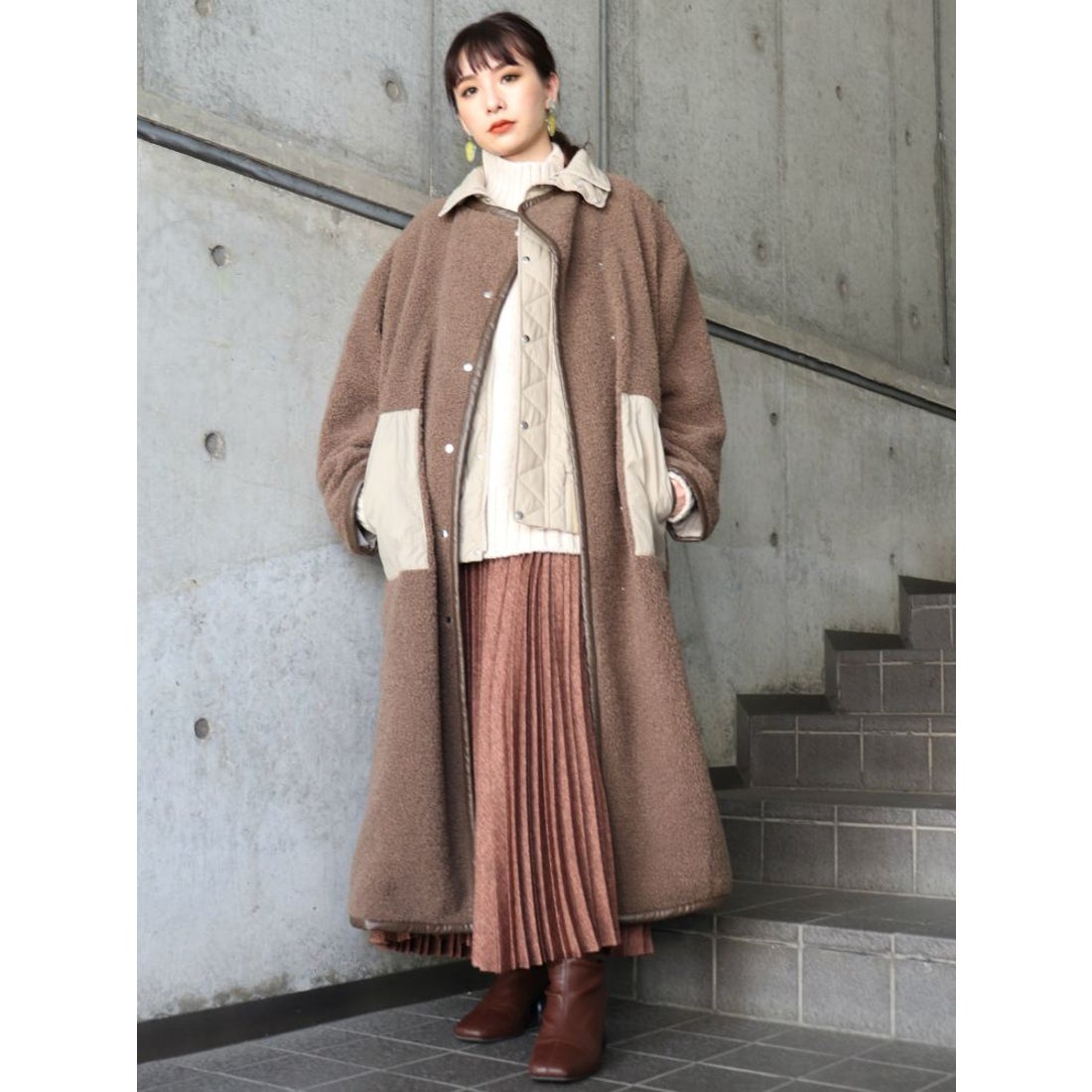 MURUA バックスリットボアコート（アイボリー） -ファッション通販 