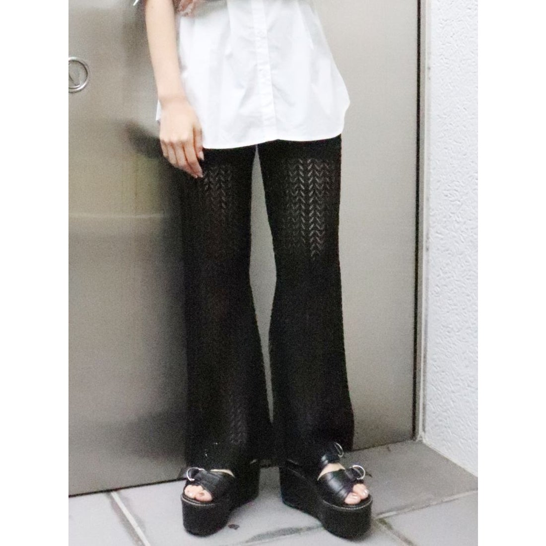 MURUA シアージャガードフィットフレアパンツ 人気のファッションブランド！ 人気No.1 ブラック
