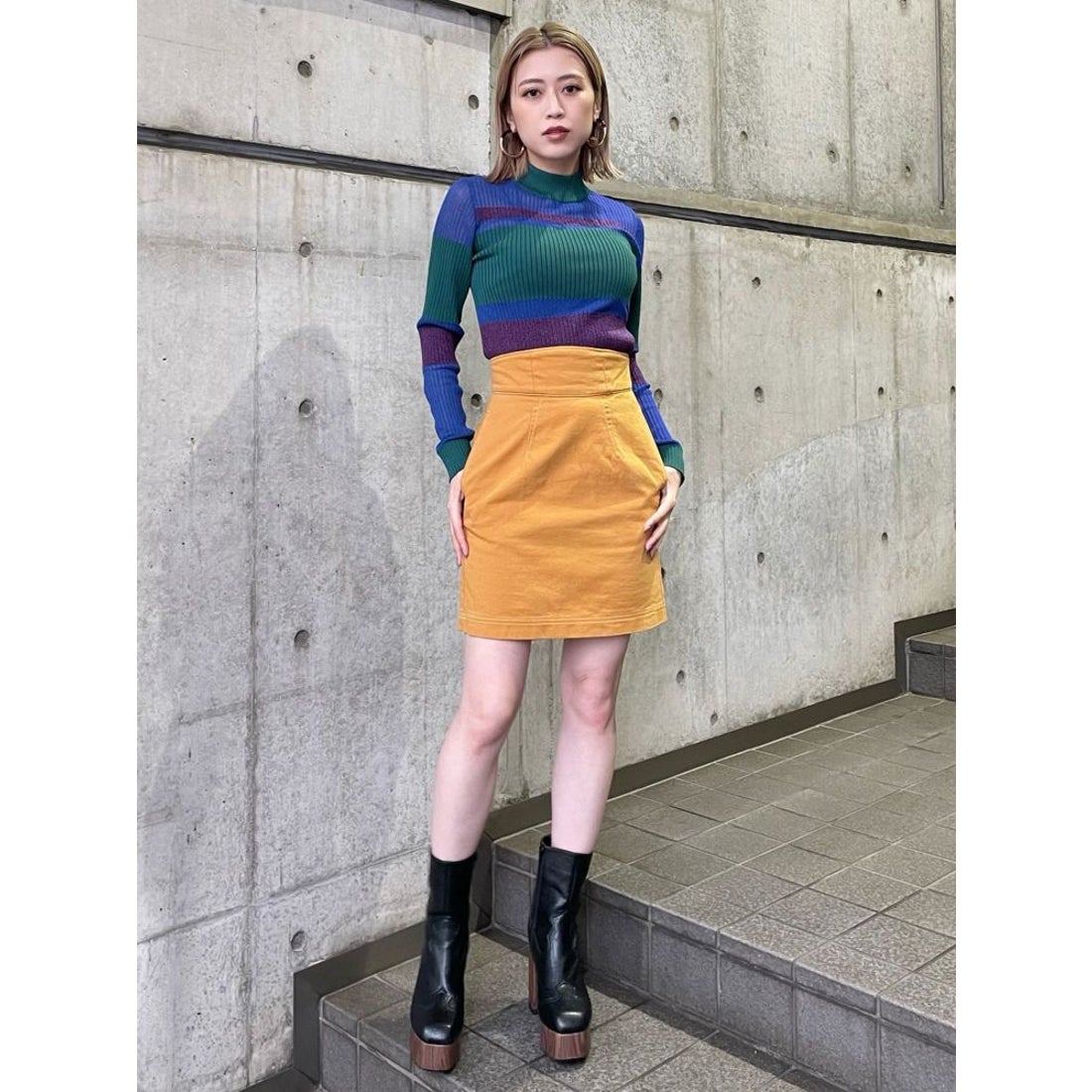 MURUA ハイウエストステッチミニスカート【セット販売対象】（ブラック 