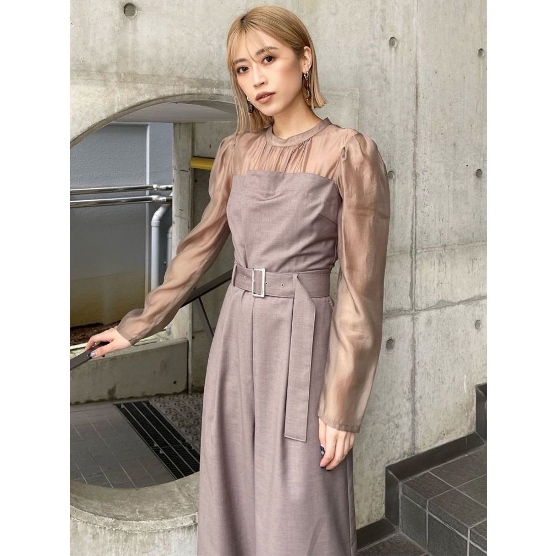 MURUA シアードッキングロンパース（ブラウン） -ファッション通販 