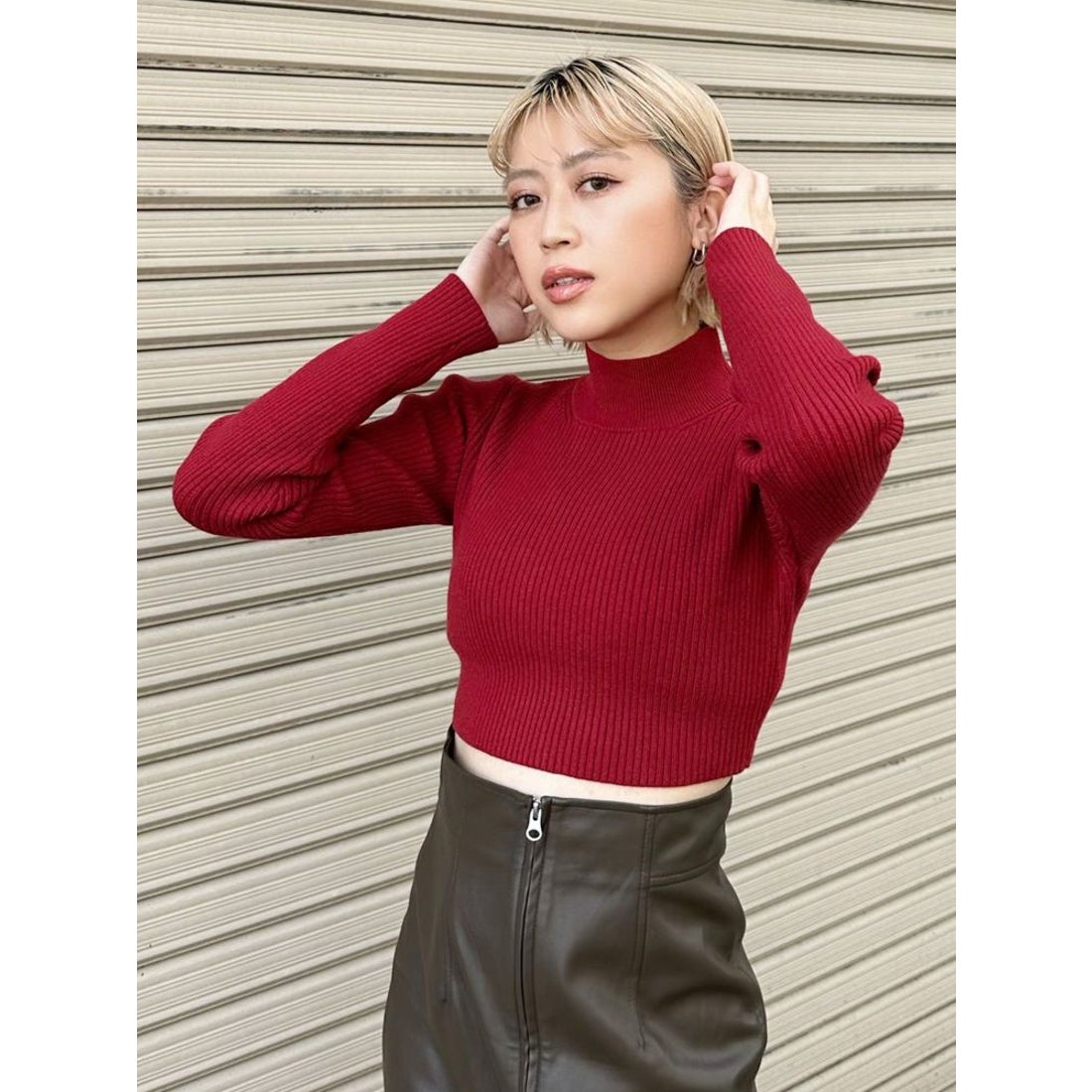 n*^様 murua メランジクロップドニット　ホワイト MURUA クロップトメランジニット（ミックス） -ファッション通販