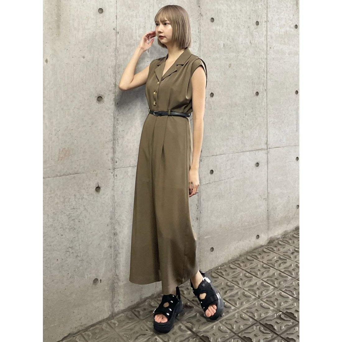 ムルーア MURUA ウエストベルトワイドロンパース （ブルー 