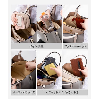 ムラ MURA PU(合成皮革) 2Way バイカラー トートバッグ （ライトベージュ）｜詳細画像