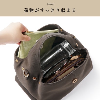 Pomly（ポムリ） レディース ハンドバッグ 2way ショルダーバッグ 斜め掛け 肩掛け 手持ち小さめ 軽量 （ブラック）｜詳細画像