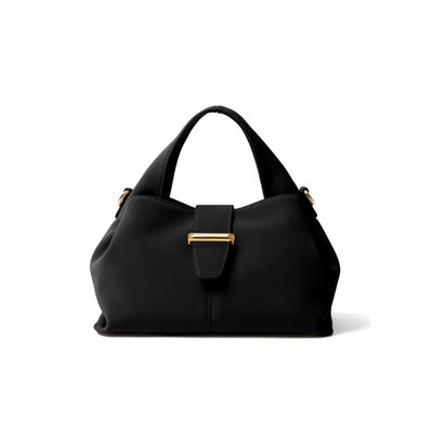 Pomly（ポムリ） レディース ハンドバッグ 2way ショルダーバッグ 斜め掛け 肩掛け 手持ち小さめ 軽量 （ブラック）｜詳細画像